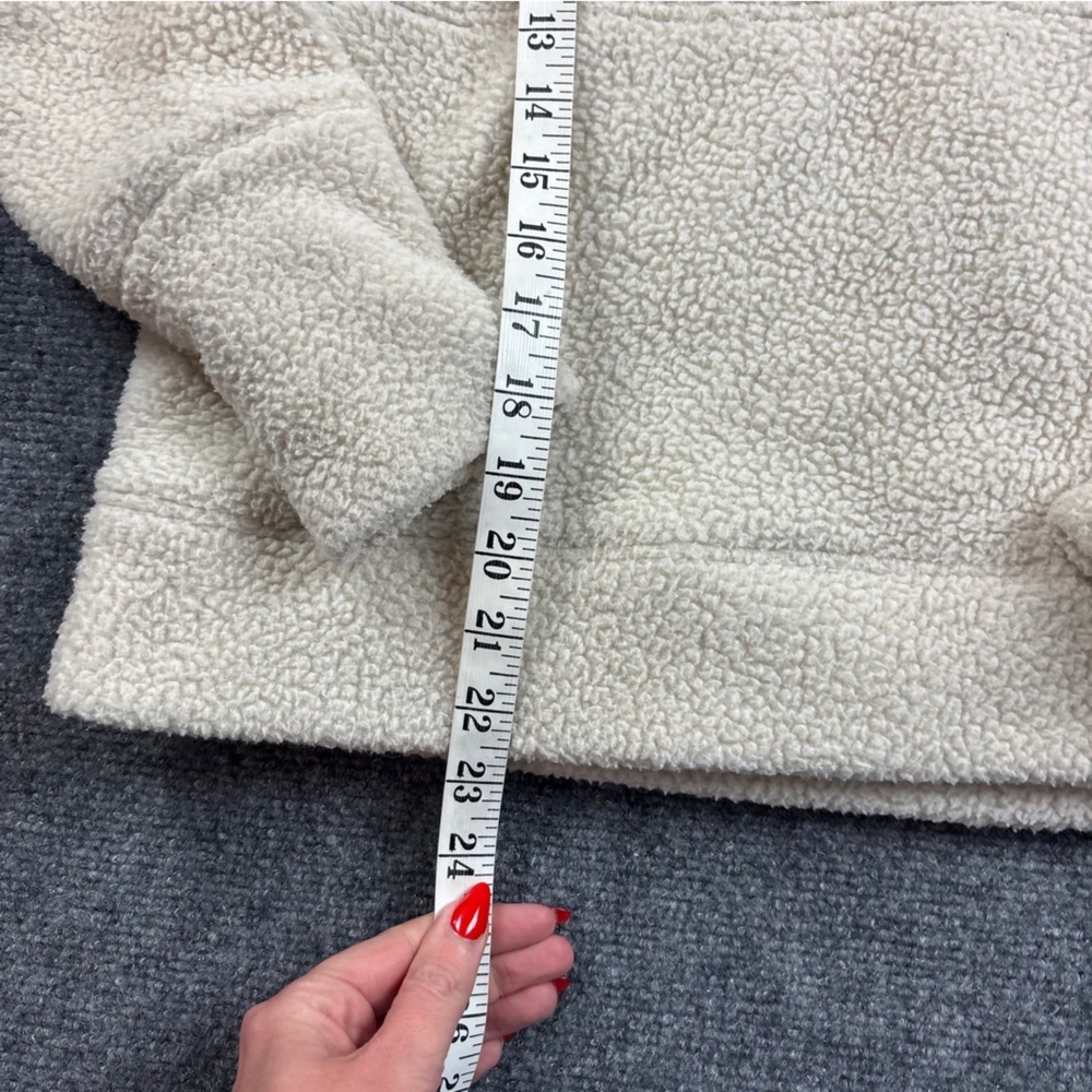 THE NORTH FACE Women’s Cream White Sherpa Hooded Pullover w/Navy Size: medium - Picture 7 of 9